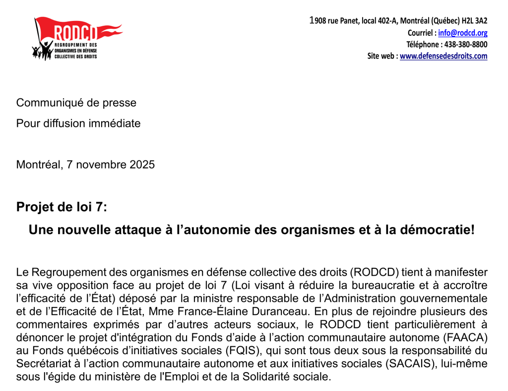L'AQDR des Chenaux s'inquiète des refontes des budgets que le projet de loi 7 pourrait emmener s'il est adopté.